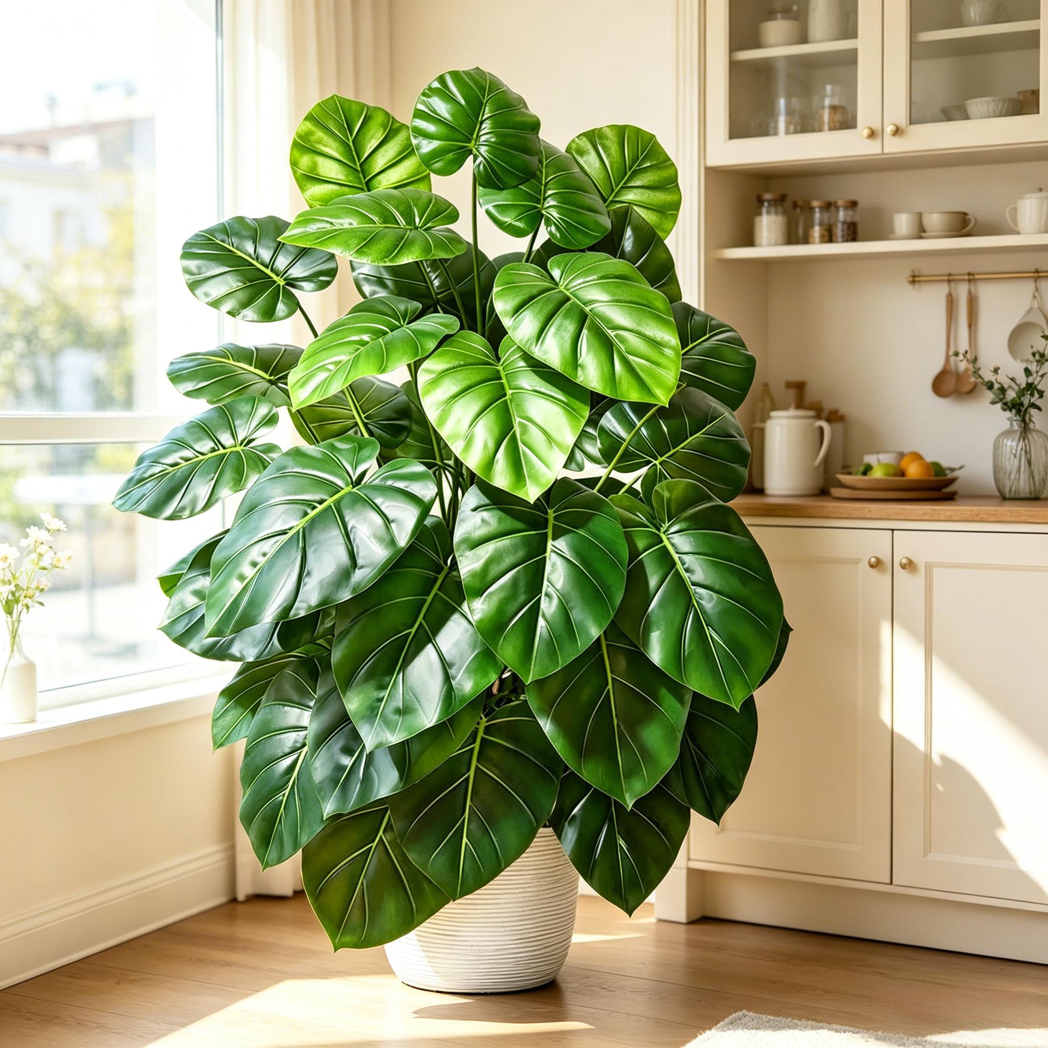 Monstera Adansonii - 60～105cmのリアルな人工ヤシの木、鮮やかな緑のフェイクプラント、本物のような手触り、家の春の装飾、結婚式、庭園に最適（2026）