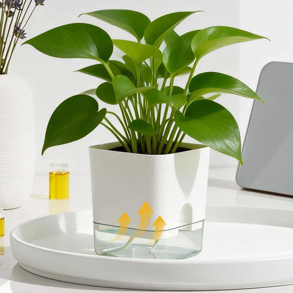 Aloe Vera Pot - 自動給水植木鉢 自動給水フラワーポット 室内植物用鉢 水切り付き 自動給水プランター リザーバーモード付き