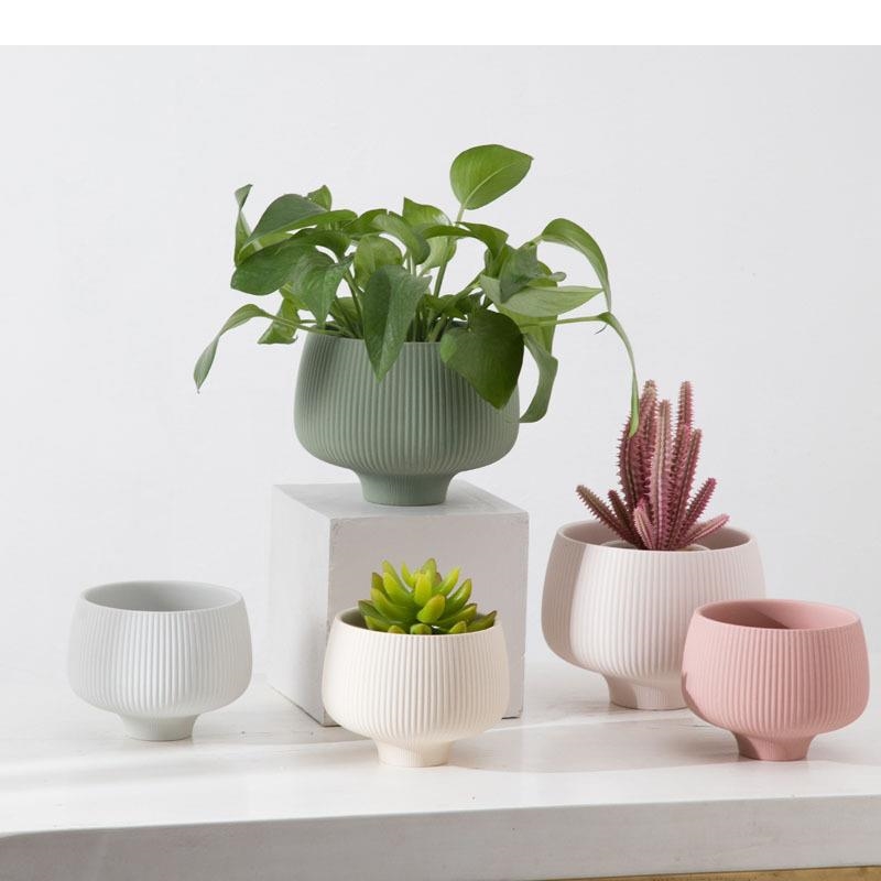 Aloe Vera Pot - マルチカラーストライプセラミック花瓶鉢植え植木鉢装飾花瓶デスク装飾造花フラワーアレンジメント