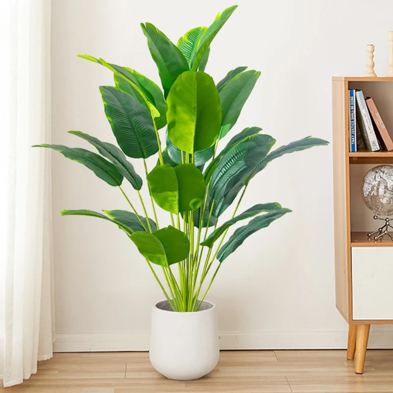 Monstera Adansonii - 1個 人工観葉植物 大型 熱帯ヤシの木 フェイクバナナの葉 本物のような質感のプラスチック製