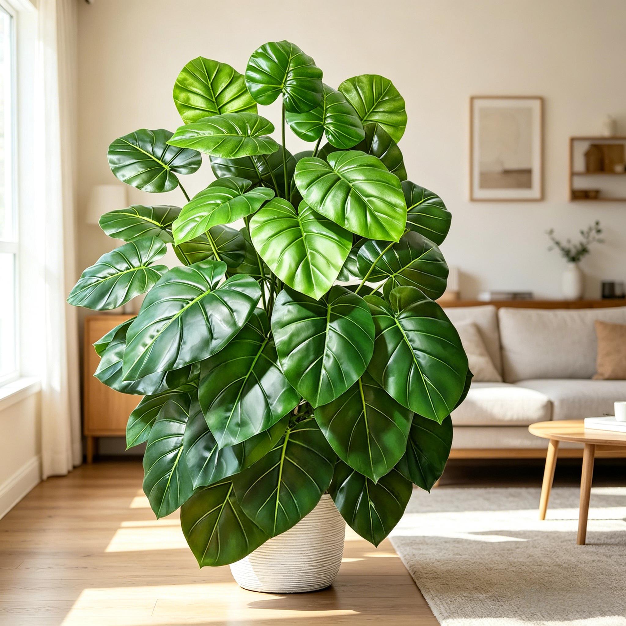 60～105cmのリアルな人工ヤシの木、鮮やかな緑のフェイク - Monstera Adansonii のレビューと価格