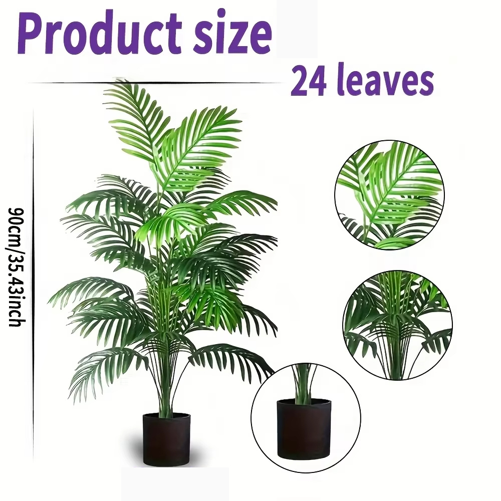 24枚の葉を持つアレカヤシの人工観葉植物、鉢植えのプラスチッ - Monstera Adansonii のレビューと価格