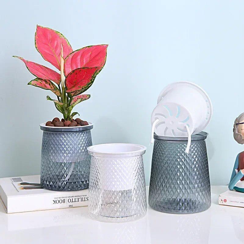 2024 透明自己散水植木鉢プラスチック植木鉢二層自動怠惰な - Aloe Vera Pot のレビューと価格