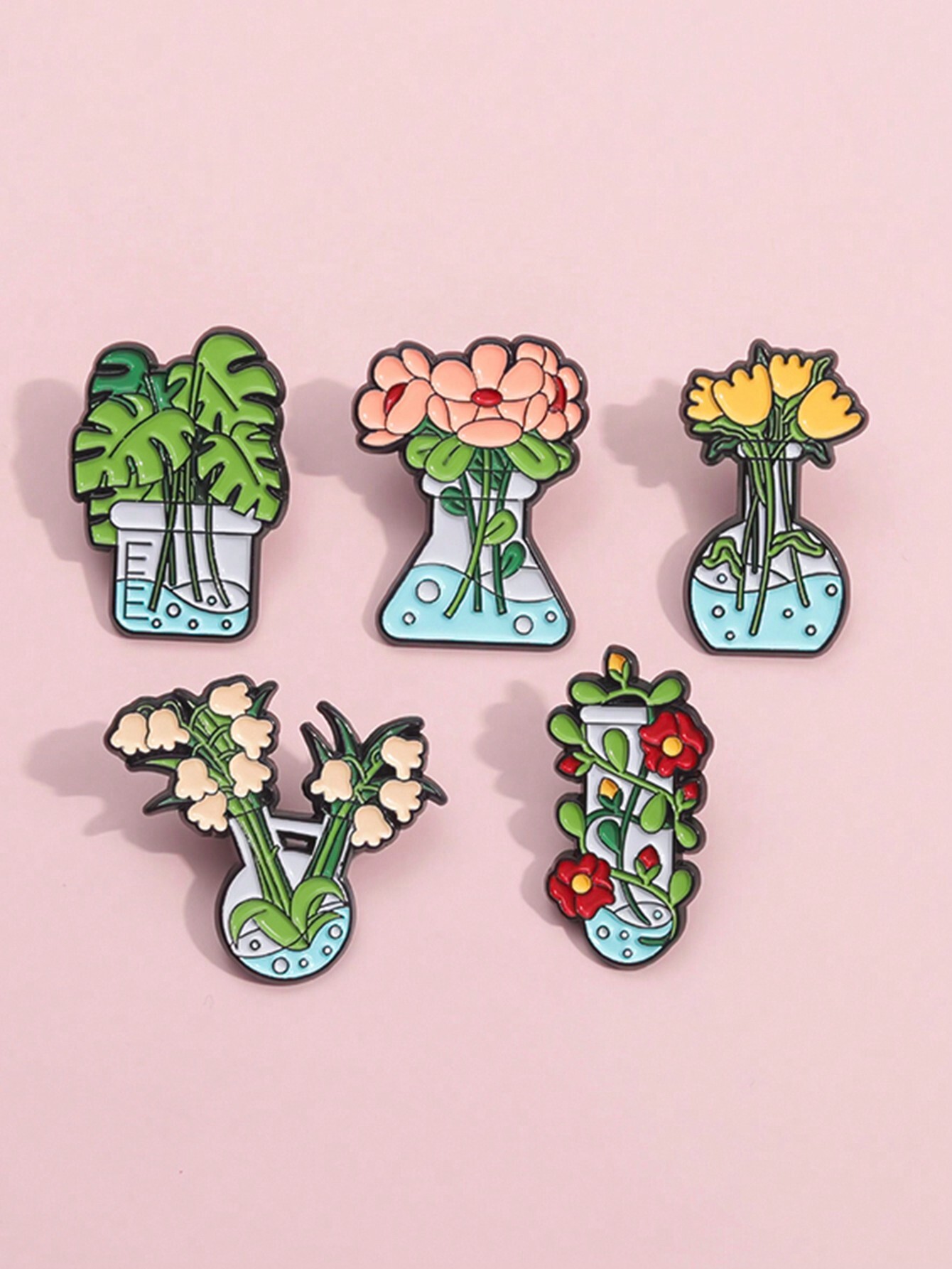 QIHOO 5個セット 漫画風グリーン鉢植え植物ブローチ カ - Aloe Vera Pot のレビューと価格