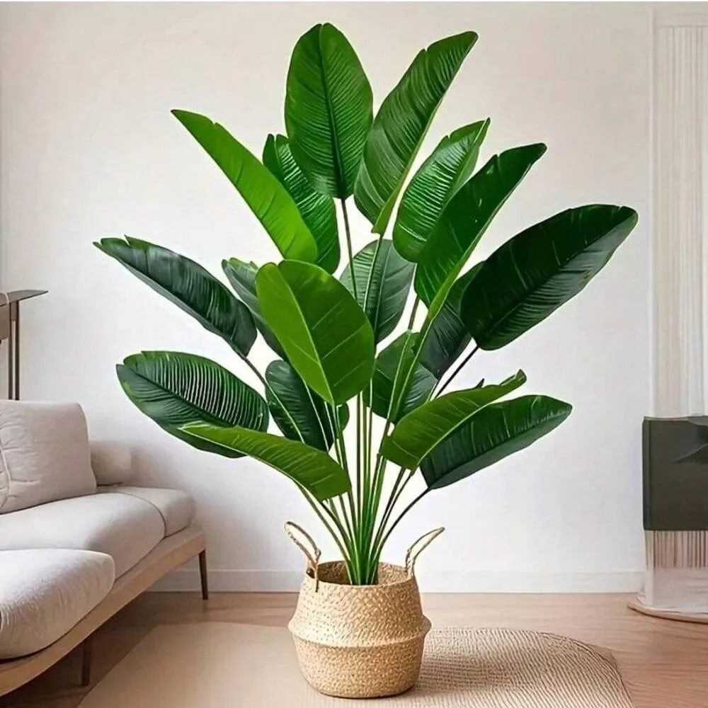 1個18枚の葉の人工植物、大きな熱帯ヤシの木、偽のバナナの葉 - Monstera Adansonii のレビューと価格